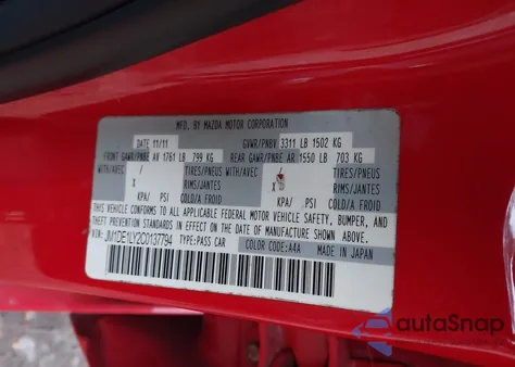 2012 Mazda Mazda2 Touring from USA, damaged, VIN JM1DE1LY2C0137794